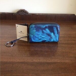 Patricia Nash Leather Card Wallet Keychain